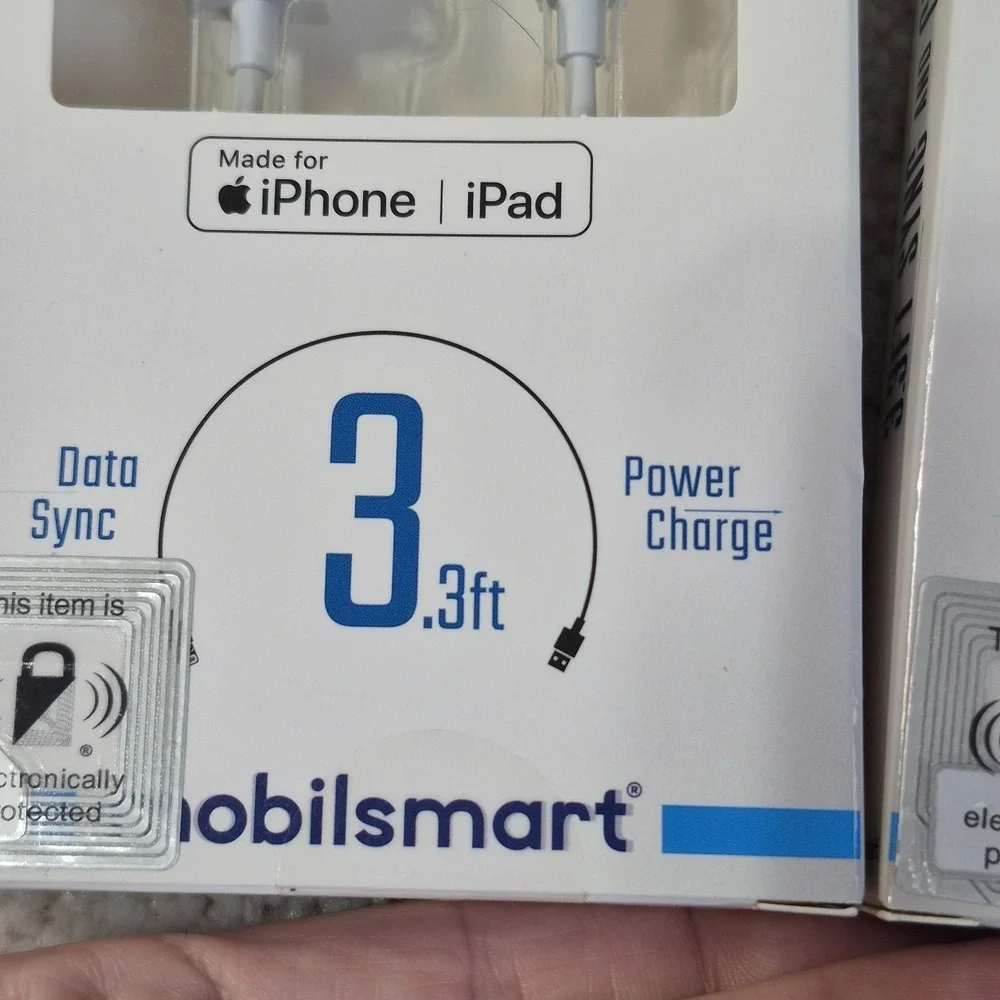 2 Mobilsmart iphone & ipad Charging Cable Sync Charge 3.3ft Lighting To USB New